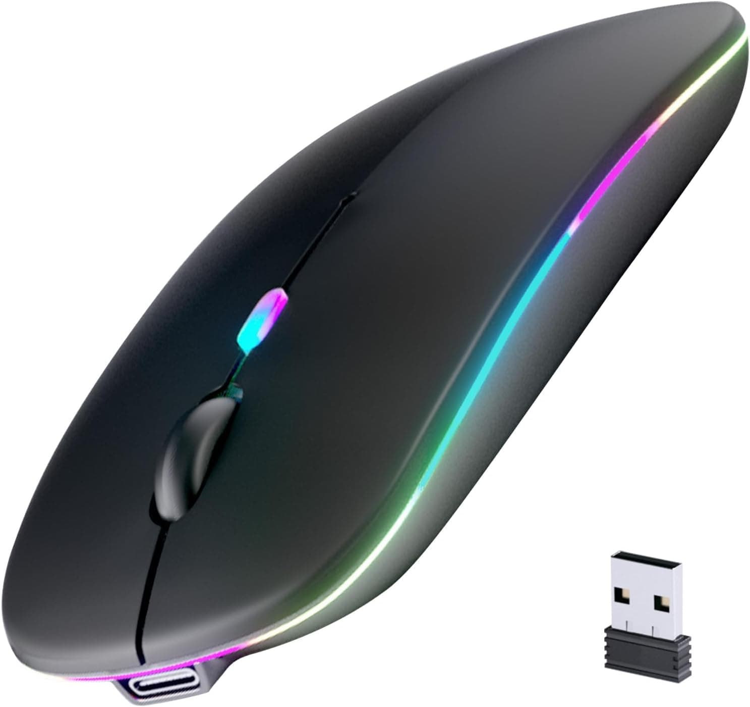 Afaartcci Rechargeable Silent Wireless Mouse, Black, product photograph