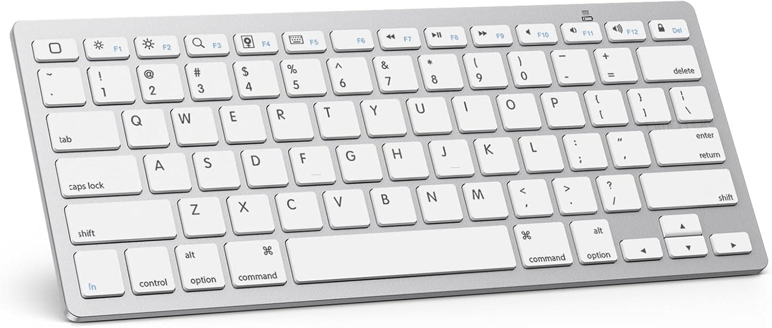 OMOTON Ultra-Slim Bluetooth Keyboard, White, product photograph